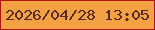 文字の大きさ：5、枠の色：aa1715、背景の色：f3a143、文字の色：572a2f 無料ブログパーツのブログ時計