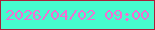 文字の大きさ：5、枠の色：aa2038、背景の色：46fccd、文字の色：f36ed3 無料ブログパーツのブログ時計