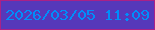 文字の大きさ：3、枠の色：aa2187、背景の色：5638ba、文字の色：008efa 無料ブログパーツのブログ時計