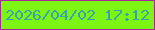 文字の大きさ：4、枠の色：aa269e、背景の色：7cf512、文字の色：3aa1af 無料ブログパーツのブログ時計
