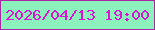 文字の大きさ：5、枠の色：aa27a3、背景の色：8af2ba、文字の色：d915d7 無料ブログパーツのブログ時計