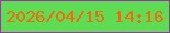 文字の大きさ：3、枠の色：aa29bb、背景の色：5edc53、文字の色：f7680d 無料ブログパーツのブログ時計
