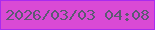文字の大きさ：4、枠の色：aa2aee、背景の色：da4ad5、文字の色：5e5973 無料ブログパーツのブログ時計