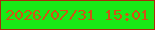 文字の大きさ：2、枠の色：aa2b0b、背景の色：19e916、文字の色：d25214 無料ブログパーツのブログ時計