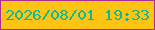 文字の大きさ：2、枠の色：aa2e93、背景の色：fdc413、文字の色：0cb896 無料ブログパーツのブログ時計