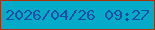 文字の大きさ：5、枠の色：aa3006、背景の色：03abc9、文字の色：144ea5 無料ブログパーツのブログ時計