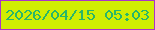 文字の大きさ：3、枠の色：aa34c9、背景の色：d0ee02、文字の色：29b669 無料ブログパーツのブログ時計