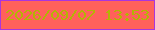 文字の大きさ：3、枠の色：aa35dd、背景の色：ff615b、文字の色：b3b404 無料ブログパーツのブログ時計