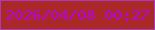 文字の大きさ：4、枠の色：aa3ab8、背景の色：ab2829、文字の色：b406d7 無料ブログパーツのブログ時計