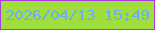 文字の大きさ：4、枠の色：aa3bdf、背景の色：9fde3c、文字の色：70acf0 無料ブログパーツのブログ時計