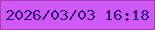 文字の大きさ：2、枠の色：aa3db7、背景の色：ce59f4、文字の色：36137a 無料ブログパーツのブログ時計