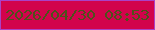 文字の大きさ：3、枠の色：aa41c7、背景の色：d2034c、文字の色：4e511b 無料ブログパーツのブログ時計
