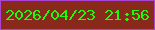 文字の大きさ：2、枠の色：aa44d2、背景の色：88291b、文字の色：21f80b 無料ブログパーツのブログ時計