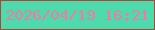 文字の大きさ：4、枠の色：aa473a、背景の色：4edbab、文字の色：f07aa3 無料ブログパーツのブログ時計