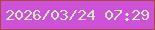 文字の大きさ：4、枠の色：aa4741、背景の色：ce52d8、文字の色：d3e9ba 無料ブログパーツのブログ時計