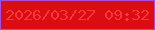 文字の大きさ：5、枠の色：aa4cda、背景の色：db0d13、文字の色：f4393d 無料ブログパーツのブログ時計