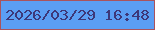 文字の大きさ：1、枠の色：aa535d、背景の色：5b9ef4、文字の色：3d3779 無料ブログパーツのブログ時計