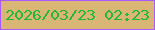 文字の大きさ：3、枠の色：aa59fe、背景の色：dab676、文字の色：23b735 無料ブログパーツのブログ時計