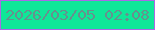 文字の大きさ：2、枠の色：aa68e6、背景の色：0fe798、文字の色：66918e 無料ブログパーツのブログ時計