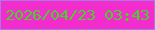 文字の大きさ：2、枠の色：aa76e6、背景の色：f22ccd、文字の色：45d325 無料ブログパーツのブログ時計