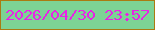 文字の大きさ：4、枠の色：aa7b12、背景の色：7dd395、文字の色：e923e6 無料ブログパーツのブログ時計