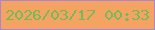 文字の大きさ：1、枠の色：aa86d1、背景の色：f4a362、文字の色：75ba58 無料ブログパーツのブログ時計