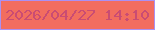 文字の大きさ：3、枠の色：aa90f2、背景の色：f26d5f、文字の色：ca4c73 無料ブログパーツのブログ時計