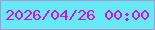 文字の大きさ：3、枠の色：aa97cf、背景の色：65eaf5、文字の色：d40de3 無料ブログパーツのブログ時計