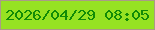 文字の大きさ：5、枠の色：aa9b86、背景の色：96e222、文字の色：118b06 無料ブログパーツのブログ時計