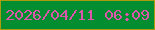 文字の大きさ：1、枠の色：aa9c0d、背景の色：028e30、文字の色：dc57a9 無料ブログパーツのブログ時計