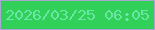 文字の大きさ：5、枠の色：aaa4d0、背景の色：30d059、文字の色：6ae7a4 無料ブログパーツのブログ時計