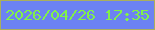 文字の大きさ：4、枠の色：aaaf5c、背景の色：6c82f2、文字の色：81f14a 無料ブログパーツのブログ時計