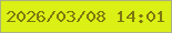 文字の大きさ：5、枠の色：aaaf82、背景の色：dbf014、文字の色：7d7710 無料ブログパーツのブログ時計