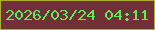 文字の大きさ：2、枠の色：aab02c、背景の色：703136、文字の色：60e959 無料ブログパーツのブログ時計