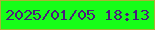 文字の大きさ：3、枠の色：aab235、背景の色：17fe18、文字の色：4b1b7c 無料ブログパーツのブログ時計