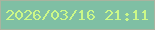 文字の大きさ：3、枠の色：aab39f、背景の色：7fbfa4、文字の色：cbf888 無料ブログパーツのブログ時計