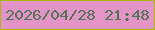 文字の大きさ：5、枠の色：aab70b、背景の色：e393c6、文字の色：537458 無料ブログパーツのブログ時計