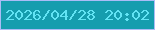文字の大きさ：1、枠の色：aabcf6、背景の色：159dae、文字の色：62e4f4 無料ブログパーツのブログ時計