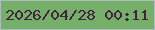 文字の大きさ：5、枠の色：aabebb、背景の色：75af6a、文字の色：42223e 無料ブログパーツのブログ時計