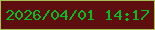 文字の大きさ：1、枠の色：aac057、背景の色：5e0e0e、文字の色：08bc24 無料ブログパーツのブログ時計