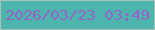 文字の大きさ：2、枠の色：aac4b6、背景の色：4eb5ae、文字の色：9664c9 無料ブログパーツのブログ時計