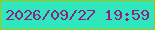 文字の大きさ：2、枠の色：aac501、背景の色：30e6bd、文字の色：8c2187 無料ブログパーツのブログ時計