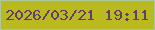 文字の大きさ：3、枠の色：aaca9c、背景の色：bbb920、文字の色：613f6c 無料ブログパーツのブログ時計