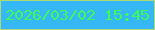 文字の大きさ：3、枠の色：aada74、背景の色：37b8f6、文字の色：3dfb57 無料ブログパーツのブログ時計