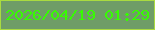 文字の大きさ：4、枠の色：aadb40、背景の色：6f9d67、文字の色：37fc02 無料ブログパーツのブログ時計