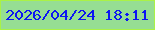 文字の大きさ：3、枠の色：aaf246、背景の色：96de93、文字の色：0d16f2 無料ブログパーツのブログ時計