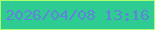 文字の大きさ：3、枠の色：aaff6c、背景の色：2ecc93、文字の色：5f84da 無料ブログパーツのブログ時計