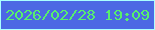 文字の大きさ：1、枠の色：aaffff、背景の色：4c68e4、文字の色：57ef6d 無料ブログパーツのブログ時計