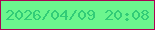 文字の大きさ：2、枠の色：ab0354、背景の色：6cf68e、文字の色：32cc77 無料ブログパーツのブログ時計