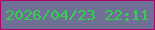 文字の大きさ：1、枠の色：ab0368、背景の色：707097、文字の色：34d150 無料ブログパーツのブログ時計